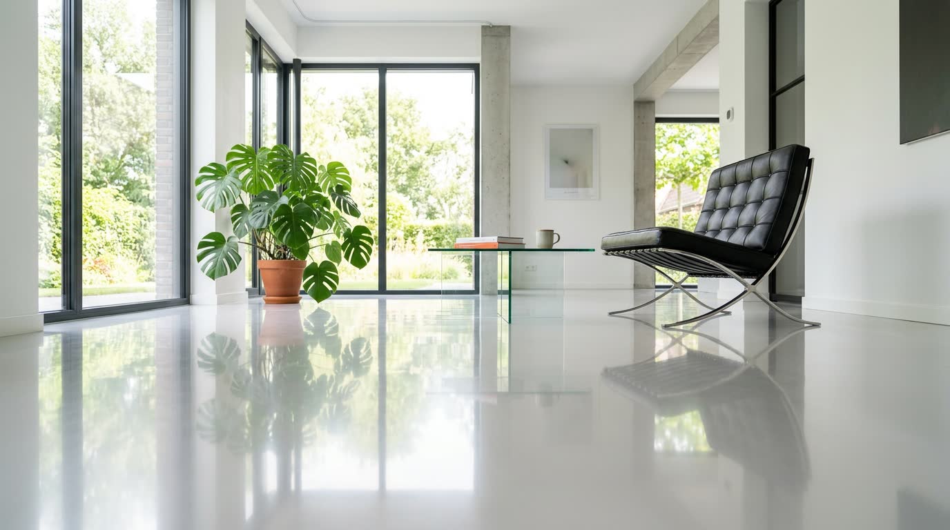 Epoxy gietvloer met een strak, glanzend oppervlak