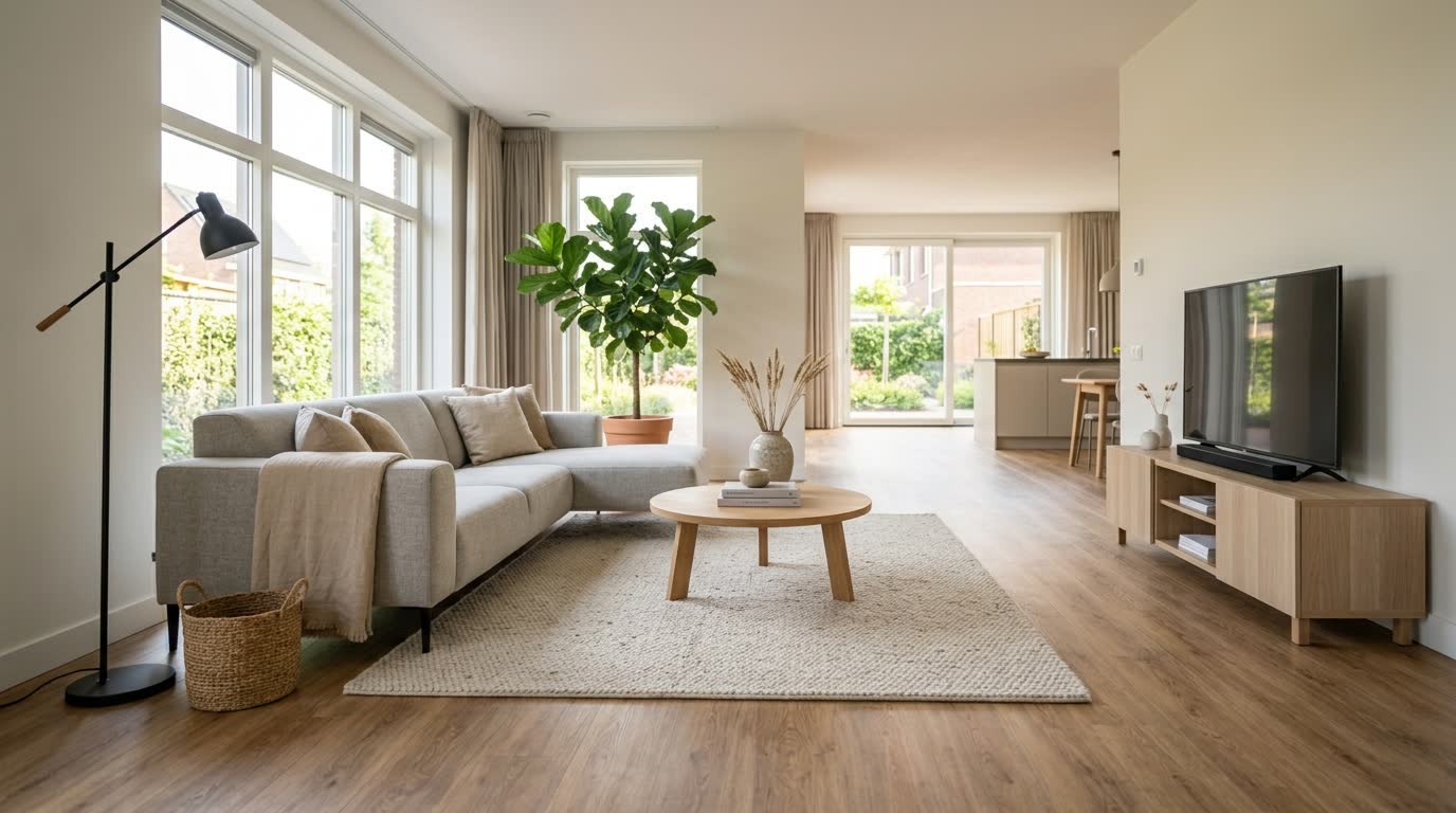 PVC vloer met een natuurlijke houtlook in een woonruimte