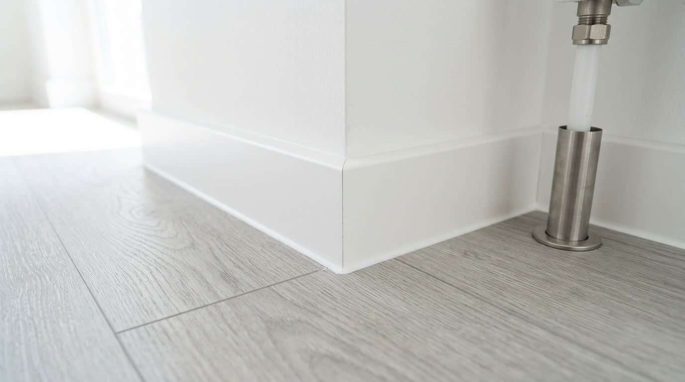 Plak PVC wordt vakkundig op de ondervloer gelijmd