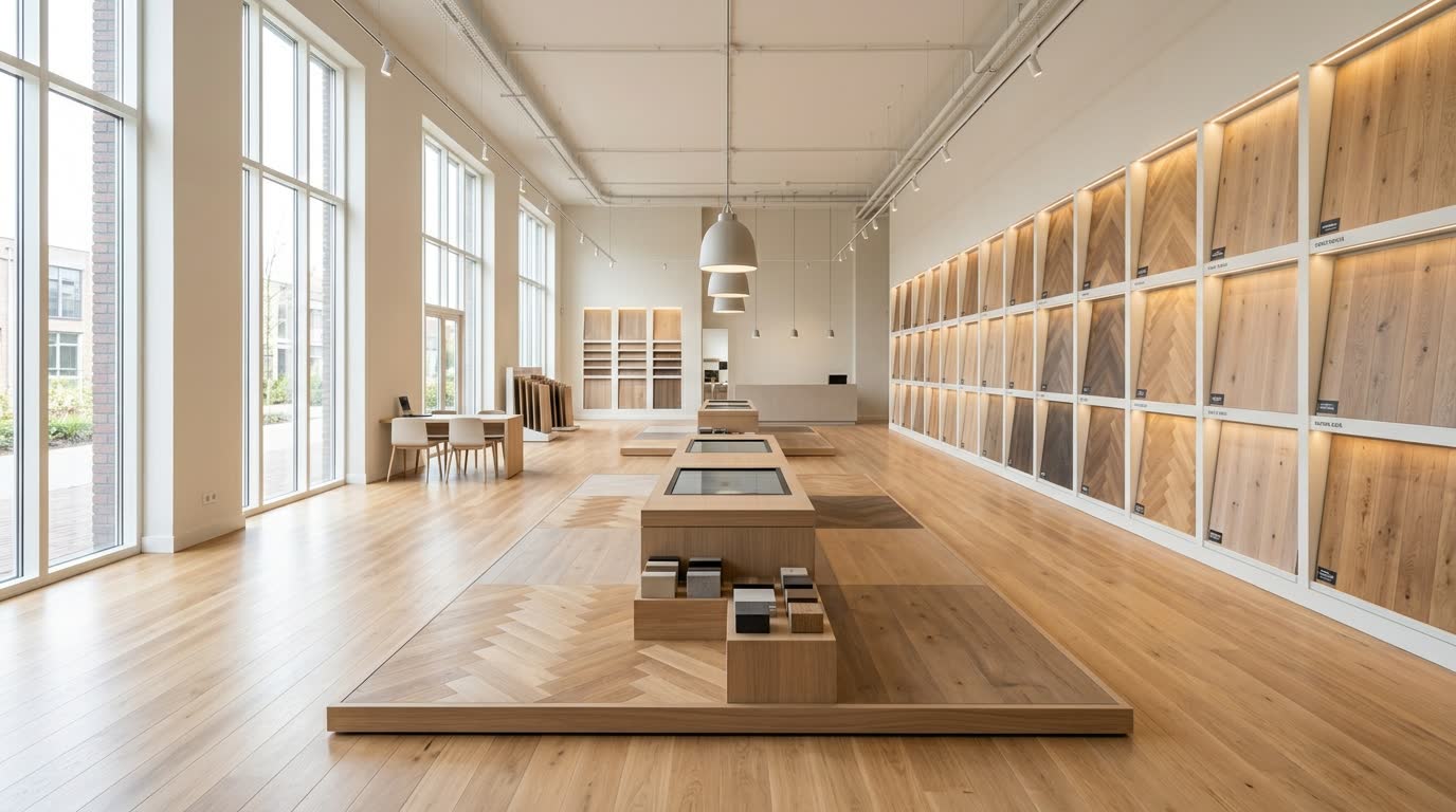 De showroom van Concept Vloeren in Culemborg, waar het team elke dag begint
